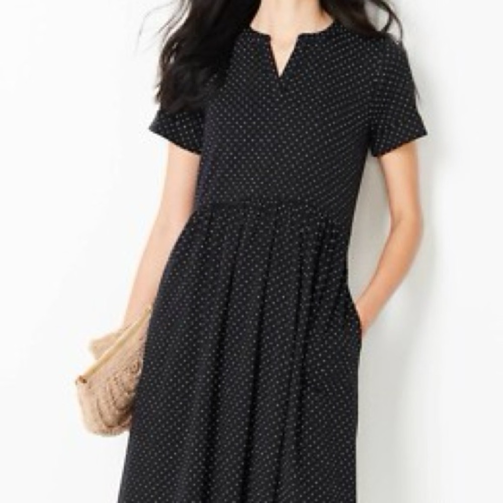 J. Jill Black and White Polka Dot Split Neck Dress -2x